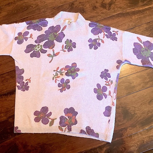 💥EUC💥 Floral Mock Neck Sweater - Pale Lavender - Sz Medium✨✨✨ - Picture 6 of 8